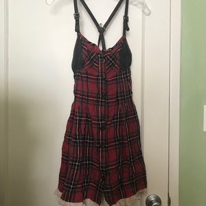 Women’s red plaid slip dress boho free people
